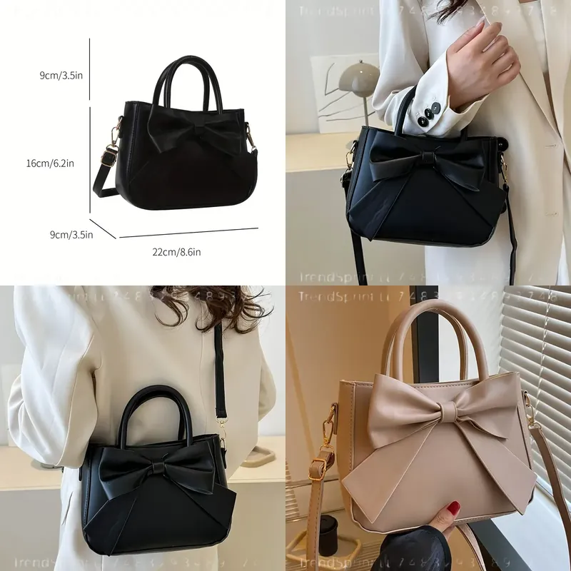 Women'S Bags Handbags - Elegant Black Bow Handbag for Women
