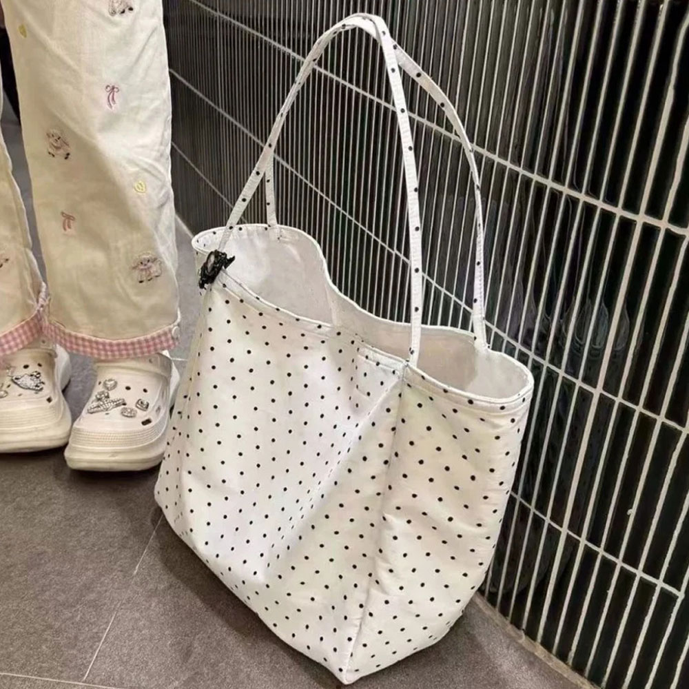 Women Bags On Sale - Large-Capacity New Polka-Dot Canvas Bag, Korean