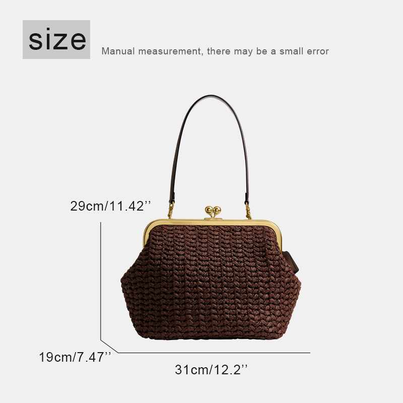Hand-Woven Kisslock Frame Shou - Women'S Raffia Bags recension och pris