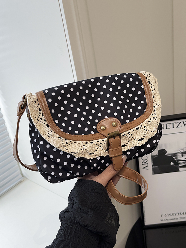 Retro Polka Dot Lace Trim Canv - Women'S Young Bags recension och pris