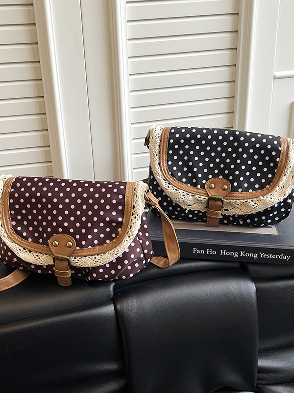 Retro Polka Dot Lace Trim Canv - Women'S Young Bags recension och pris
